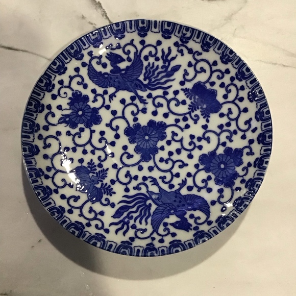 Vintage Japanese Flying Phoenix Blue trinket dish Retired - Picture 2 of 4